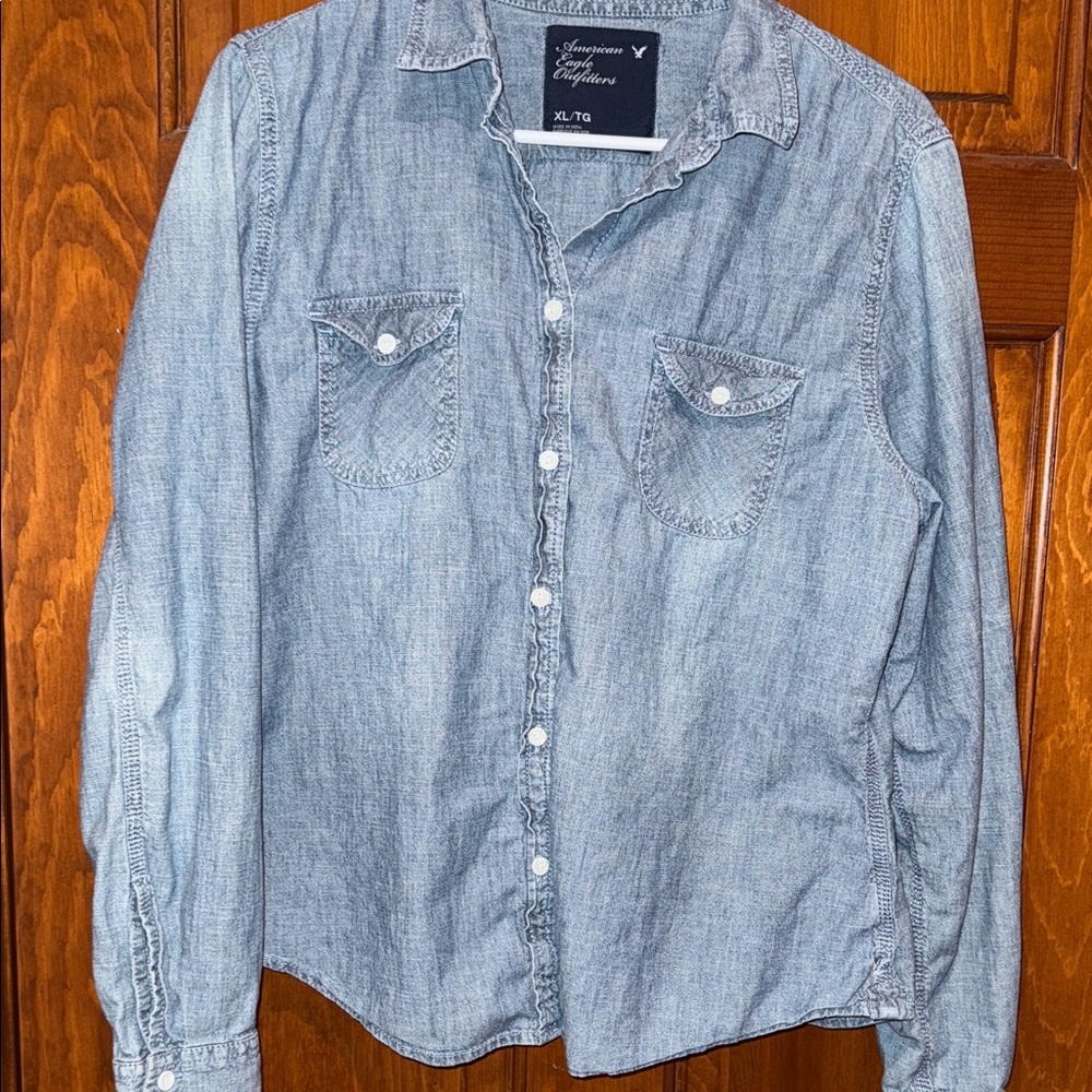 American Eagle Denim Button-Up Shirt